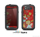 The Red Striped Vector Floral Design Skin For The Samsung Galaxy S3 LifeProof Case