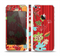 The Red Striped Vector Floral Design Skin Set for the Apple iPhone 5