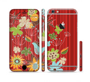 The Red Striped Vector Floral Design Sectioned Skin Series for the Apple iPhone 6s Plus