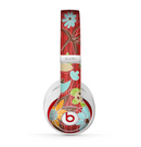 The Red Striped Vector Floral Design Skin for the Beats by Dre Studio (2013+ Version) Headphones
