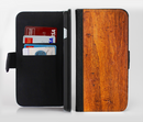 The Red Tinted WoodGrain Ink-Fuzed Leather Folding Wallet Credit-Card Case for the Apple iPhone 6/6s, 6/6s Plus, 5/5s and 5c