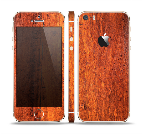 The Red Tinted WoodGrain Skin Set for the Apple iPhone 5s