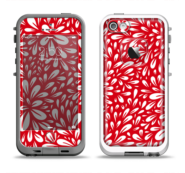 The Red Vector Floral Sprout Apple iPhone 5-5s LifeProof Fre Case Skin Set