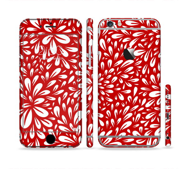 The Red Vector Floral Sprout Sectioned Skin Series for the Apple iPhone 6s
