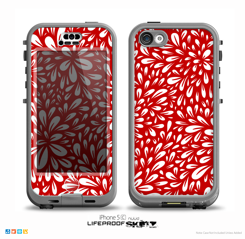 The Red Vector Floral Sprout Skin for the iPhone 5c nüüd LifeProof Case