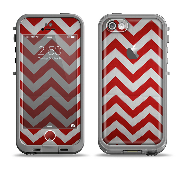 The Red Vintage Chevron Pattern Apple iPhone 5c LifeProof Fre Case Skin Set