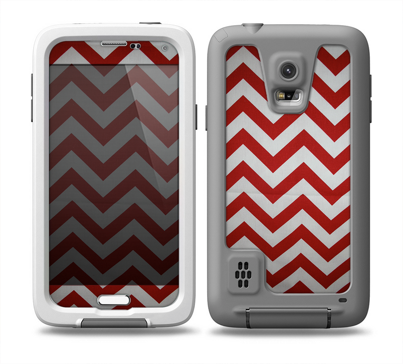 The Red Vintage Chevron Pattern  Skin for the Samsung Galaxy S5 frē LifeProof Case