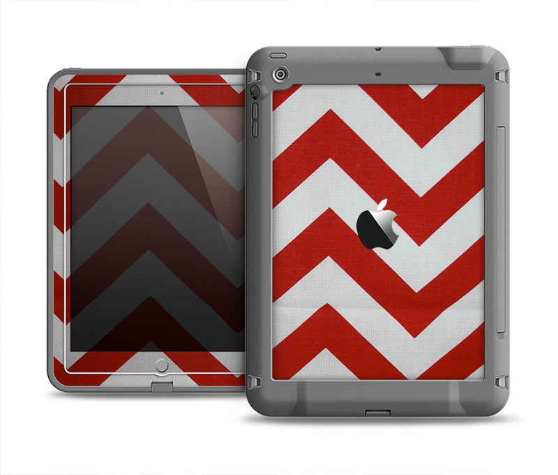 The Red Vintage Chevron Pattern Apple iPad Air LifeProof Fre Case Skin Set