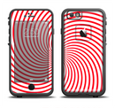 The Red & White Hypnotic Swirl Apple iPhone 6/6s LifeProof Fre Case Skin Set