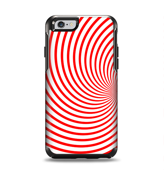 The Red & White Hypnotic Swirl Apple iPhone 6 Otterbox Symmetry Case Skin Set