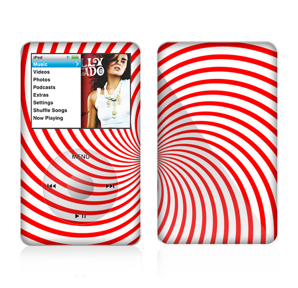 The Red & White Hypnotic Swirl Skin For The Apple iPod Classic