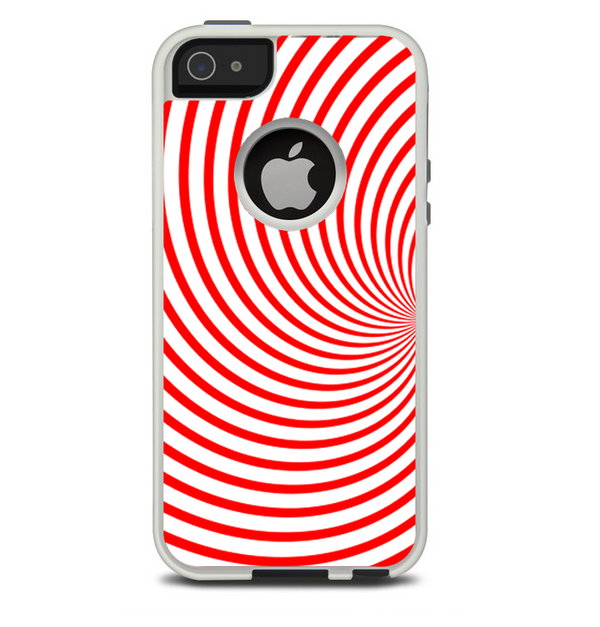 The Red & White Hypnotic Swirl Skin For The iPhone 5-5s Otterbox Commuter Case