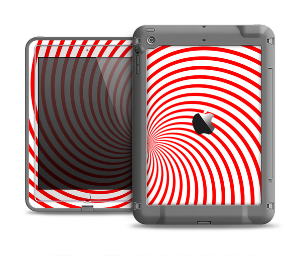 The Red & White Hypnotic Swirl Apple iPad Air LifeProof Fre Case Skin Set