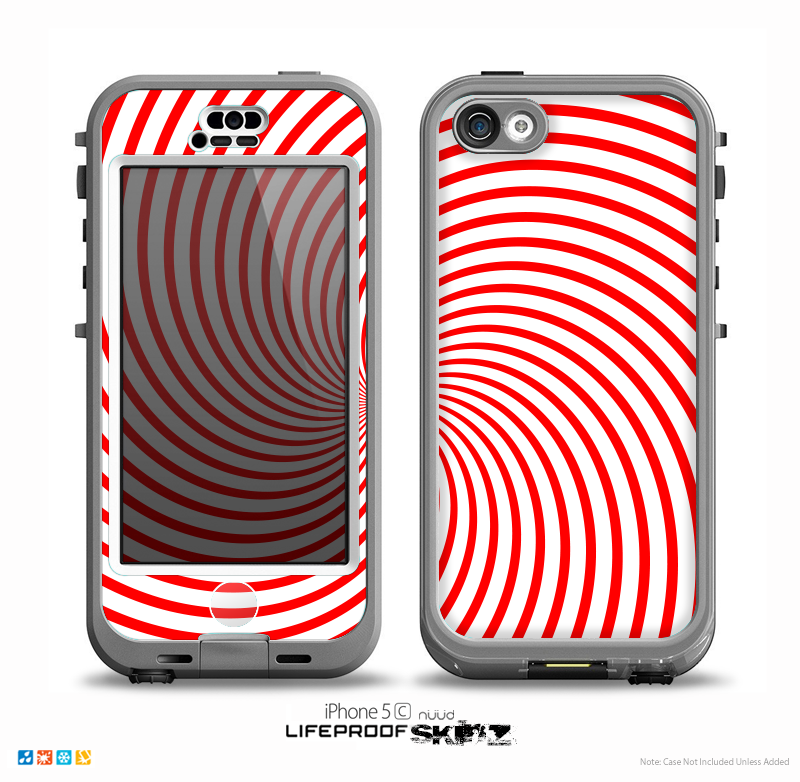 The Red & White Hypnotic Swirl Skin for the iPhone 5c nüüd LifeProof Case