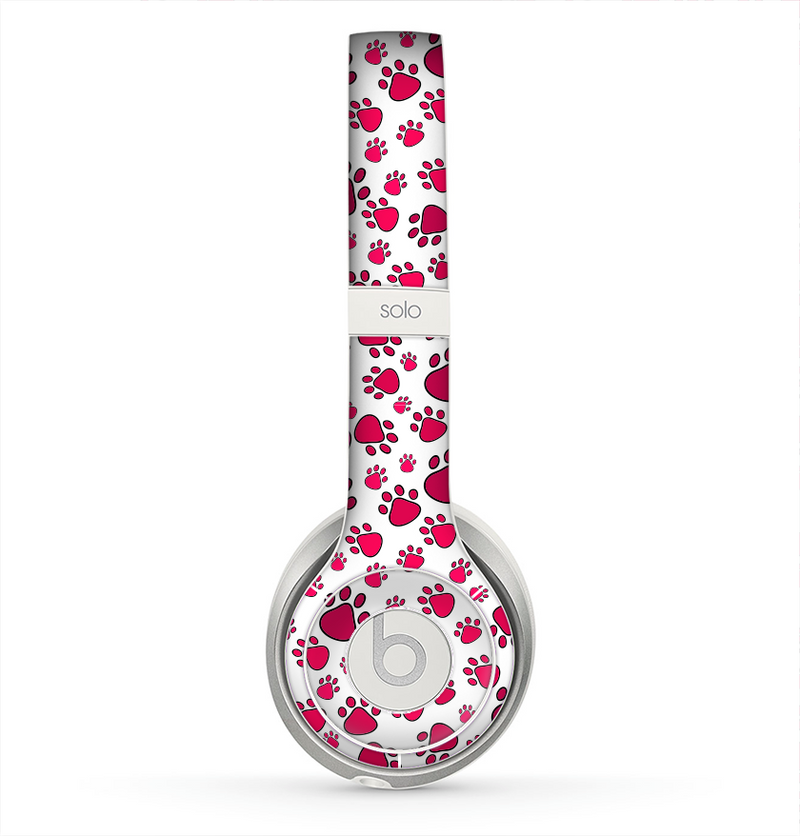 The Red & White Paw Prints Skin for the Beats by Dre Solo 2 Headphones
