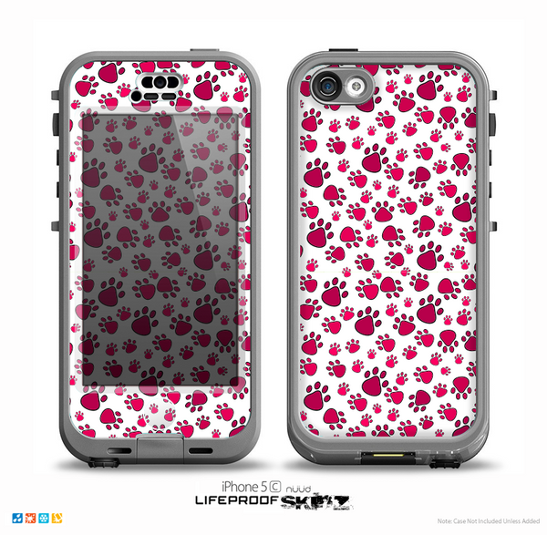 The Red & White Paw Prints Skin for the iPhone 5c nüüd LifeProof Case