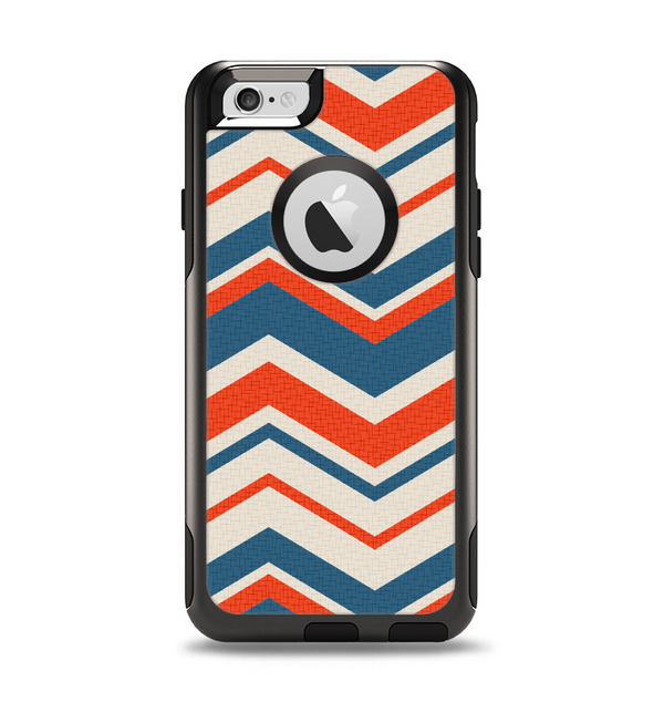 The Red, White and Blue Textile Chevron Pattern Apple iPhone 6 Otterbox Commuter Case Skin Set