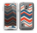 The Red, White and Blue Textile Chevron Pattern Skin for the Samsung Galaxy S5 frē LifeProof Case