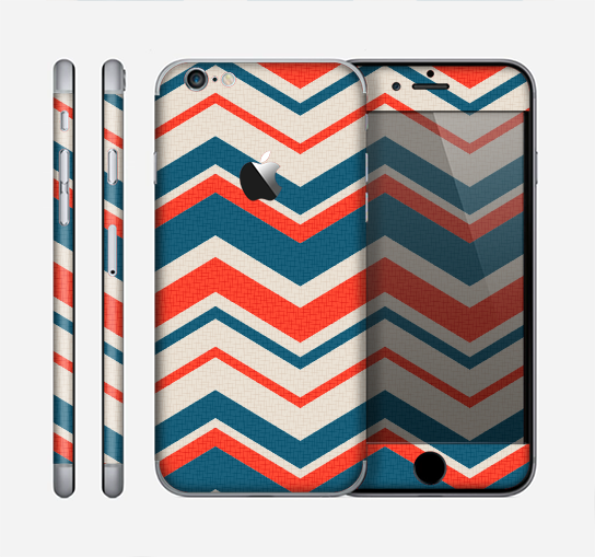 The Red, White and Blue Textile Chevron Pattern Skin for the Apple iPhone 6