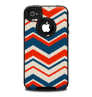 The Red, White and Blue Textile Chevron Pattern Skin for the iPhone 4-4s OtterBox Commuter Case