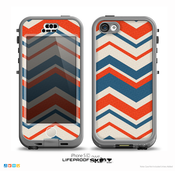 The Red, White and Blue Textile Chevron Pattern Skin for the iPhone 5c nüüd LifeProof Case