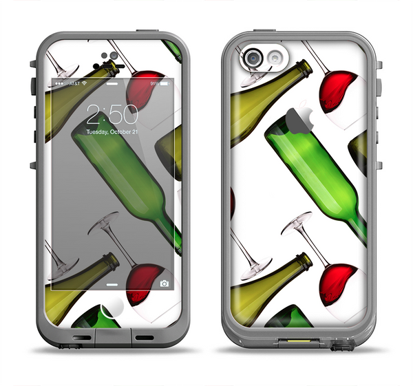 The Red Wine Bottles and Glasses Apple iPhone 5c LifeProof Fre Case Skin Set
