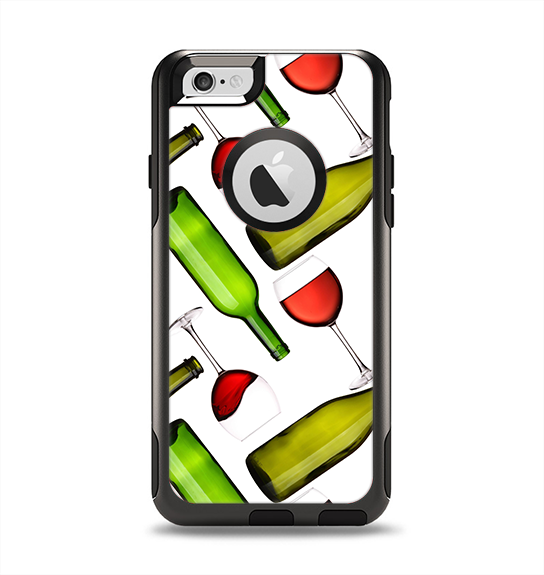 The Red Wine Bottles and Glasses Apple iPhone 6 Otterbox Commuter Case Skin Set