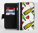 The Red Wine Bottles and Glasses Ink-Fuzed Leather Folding Wallet Credit-Card Case for the Apple iPhone 6/6s, 6/6s Plus, 5/5s and 5c