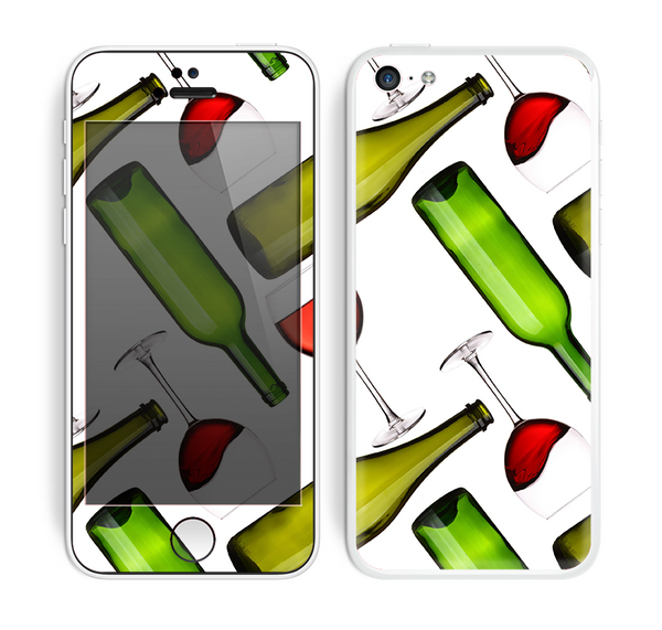 The Red Wine Bottles and Glasses Skin for the Apple iPhone 5c