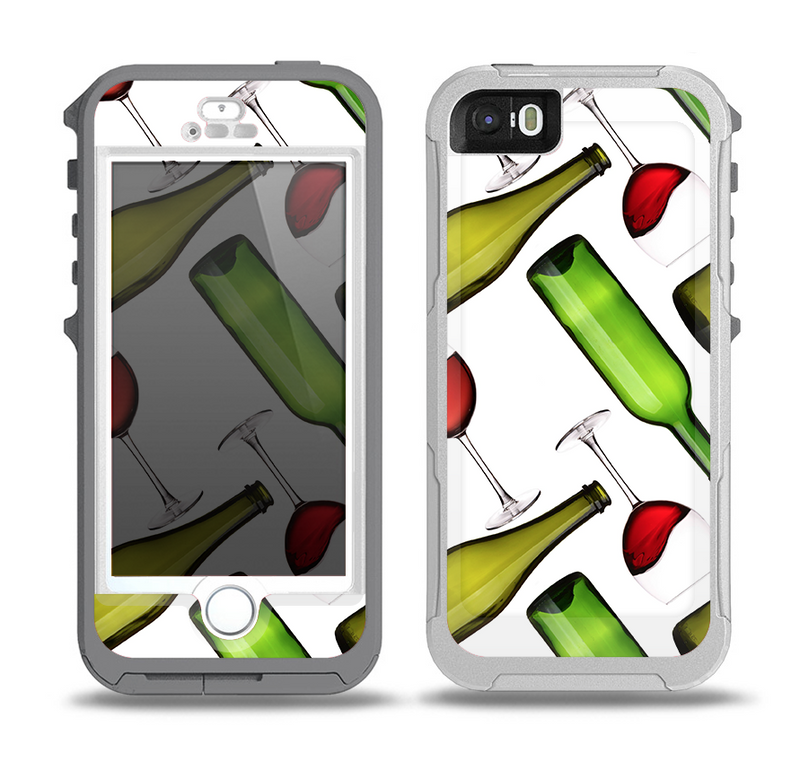 The Red Wine Bottles and Glasses Skin for the iPhone 5-5s OtterBox Preserver WaterProof Case