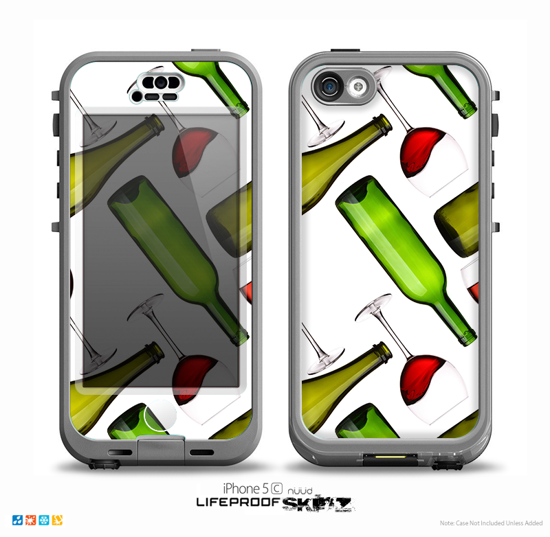 The Red Wine Bottles and Glasses Skin for the iPhone 5c nüüd LifeProof Case