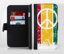 The Red, Yellow & Green Layered Peace Ink-Fuzed Leather Folding Wallet Credit-Card Case for the Apple iPhone 6/6s, 6/6s Plus, 5/5s and 5c