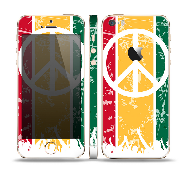 The Red, Yellow & Green Layered Peace Skin Set for the Apple iPhone 5s