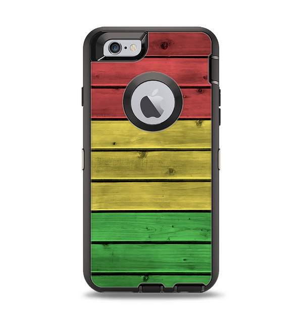 The Red, Yellow and Green Wood Planks Apple iPhone 6 Otterbox Defender Case Skin Set