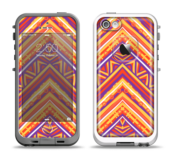 The Red, Yellow and Purple Vibrant Aztec Zigzags Apple iPhone 5-5s LifeProof Fre Case Skin Set