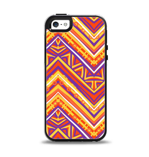 The Red, Yellow and Purple Vibrant Aztec Zigzags Apple iPhone 5-5s Otterbox Symmetry Case Skin Set