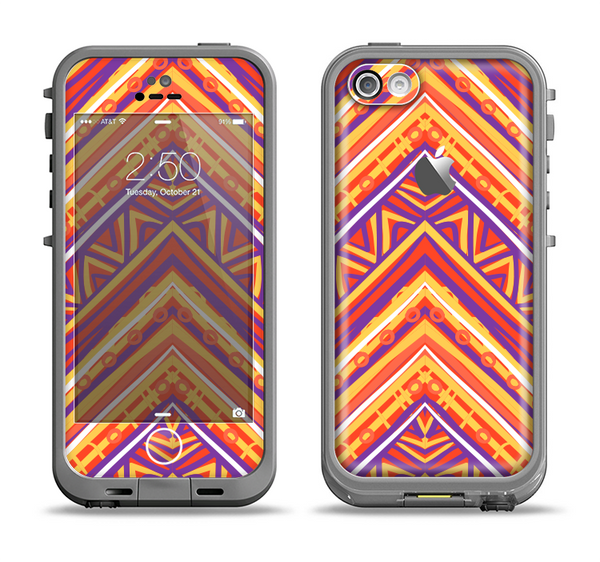 The Red, Yellow and Purple Vibrant Aztec Zigzags Apple iPhone 5c LifeProof Fre Case Skin Set