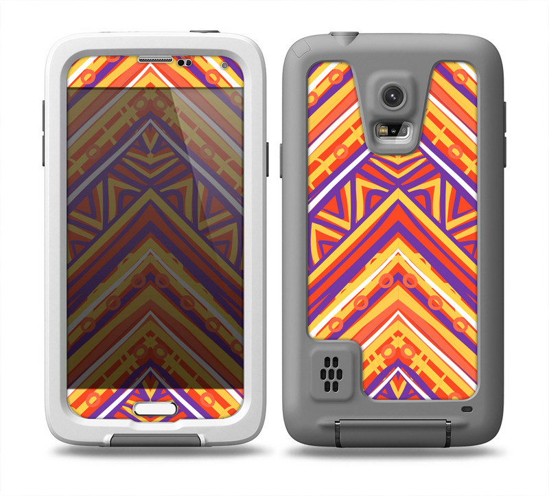 The Red, Yellow and Purple Vibrant Aztec Zigzags Skin for the Samsung Galaxy S5 frē LifeProof Case