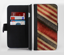The Red and Black Striped Fabric Ink-Fuzed Leather Folding Wallet Credit-Card Case for the Apple iPhone 6/6s, 6/6s Plus, 5/5s and 5c