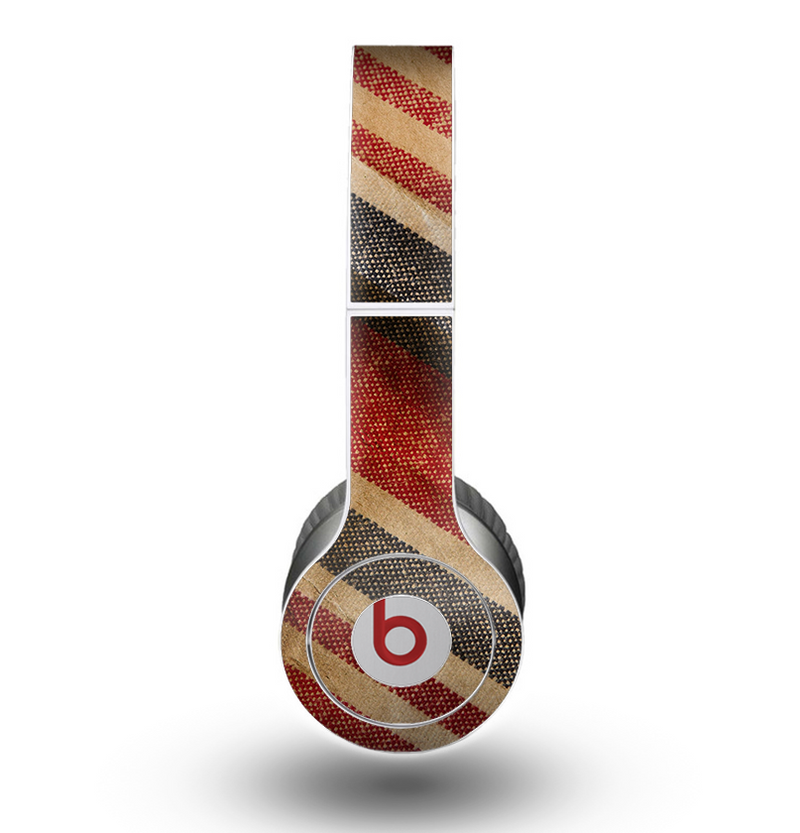 The Red and Black Striped Fabric Skin for the Beats by Dre Original Solo-Solo HD Headphones