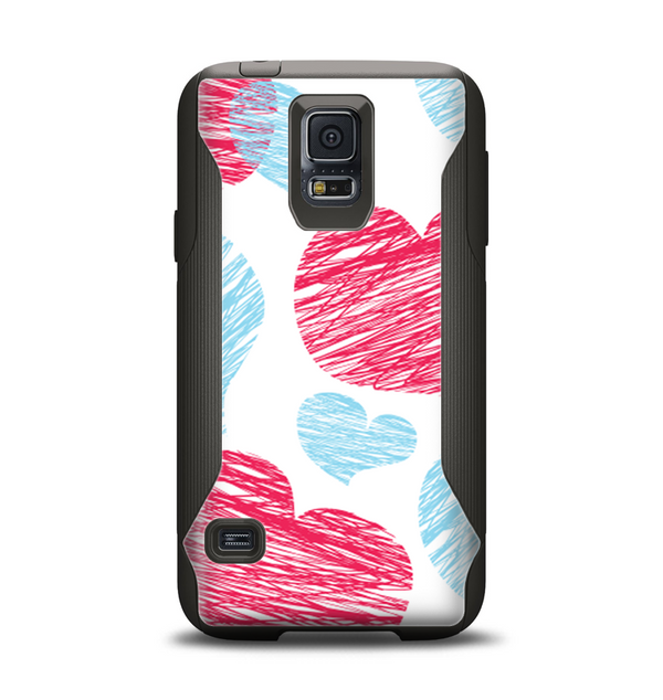 The Red and Blue Lopsided Loop-Hearts Samsung Galaxy S5 Otterbox Commuter Case Skin Set