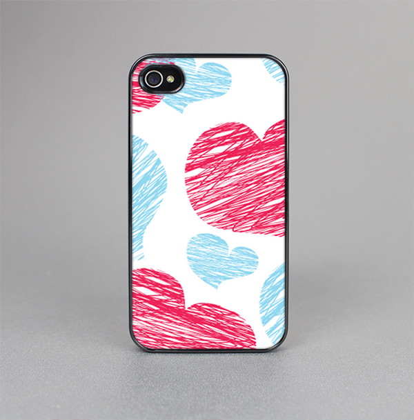 The Red and Blue Lopsided Loop-Hearts Skin-Sert for the Apple iPhone 4-4s Skin-Sert Case