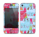 The Red and Blue Lopsided Loop-Hearts Skin for the Apple iPhone 4-4s