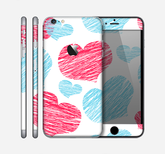 The Red and Blue Lopsided Loop-Hearts Skin for the Apple iPhone 6 Plus