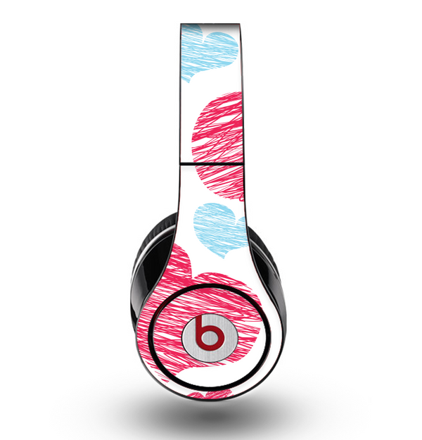 The Red and Blue Lopsided Loop-Hearts Skin for the Original Beats by Dre Studio Headphones