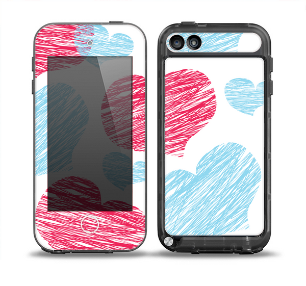 The Red and Blue Lopsided Loop-Hearts Skin for the iPod Touch 5th Generation frē LifeProof Case