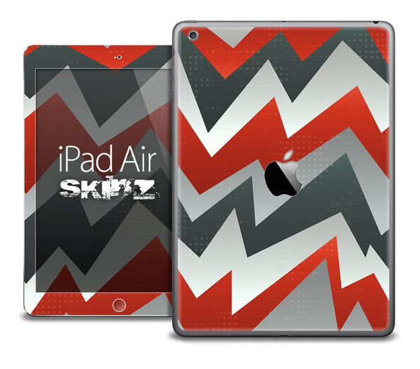 The Red and Gray Abstract Zig Zag Skin for the iPad Air