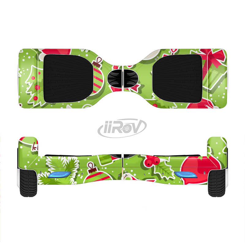 The Red and Green Christmas Icons Full-Body Skin Set for the Smart Drifting SuperCharged iiRov HoverBoard