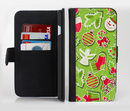 The Red and Green Christmas Icons Ink-Fuzed Leather Folding Wallet Credit-Card Case for the Apple iPhone 6/6s, 6/6s Plus, 5/5s and 5c