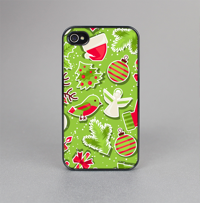 The Red and Green Christmas Icons Skin-Sert for the Apple iPhone 4-4s Skin-Sert Case